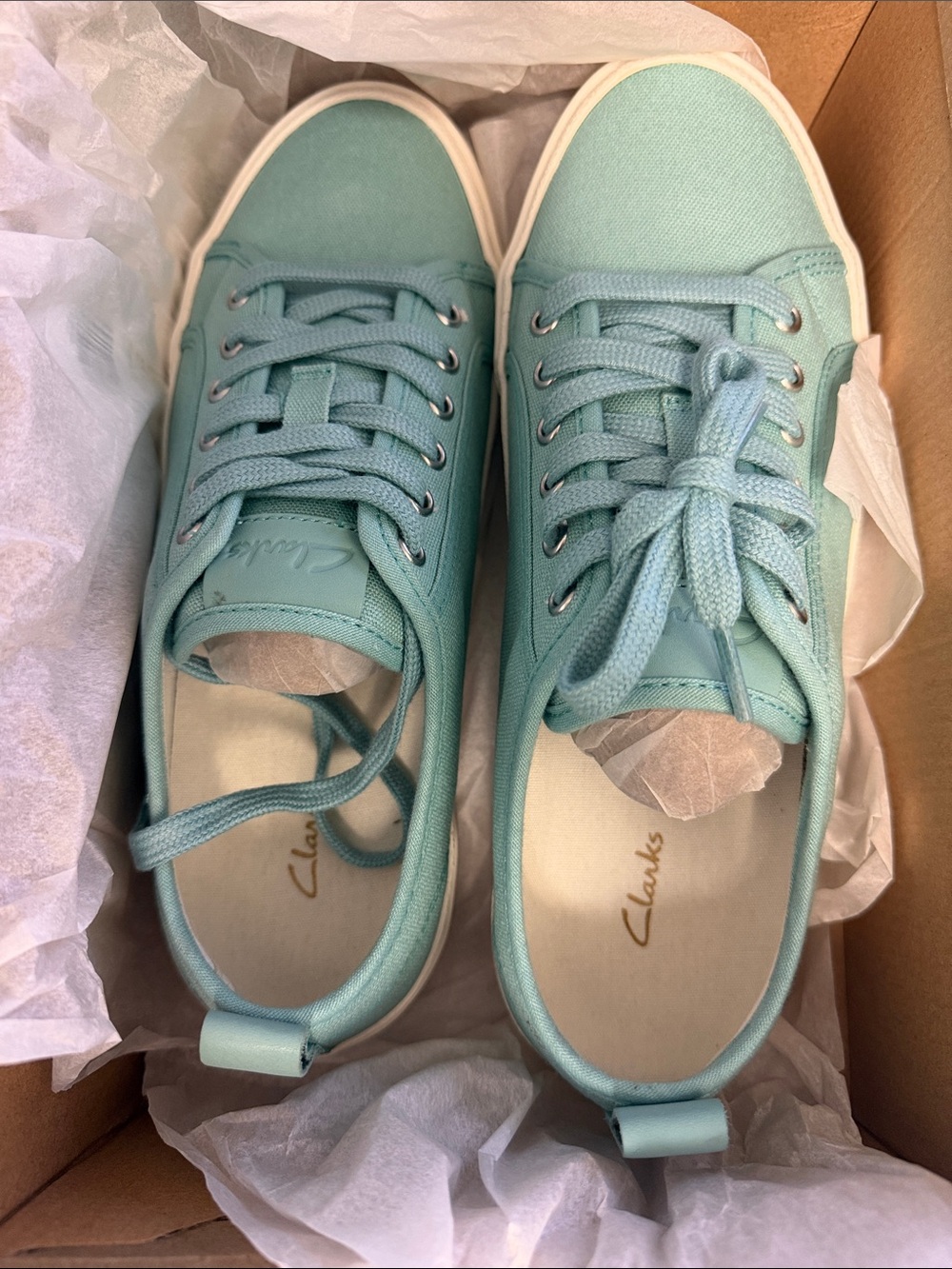 Clarks Women’s Seafoam Canvas Low-Top Sneakers